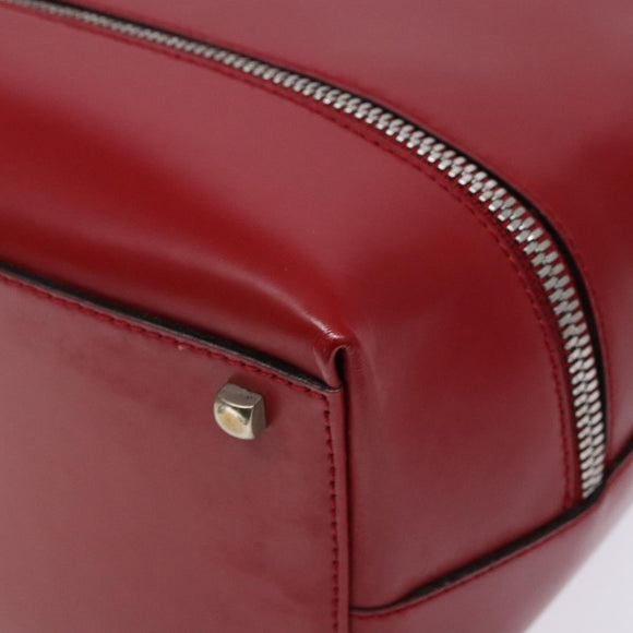 Salvatore Ferragamo Gancini Hand Bag Leather Red Silver Auth 140213