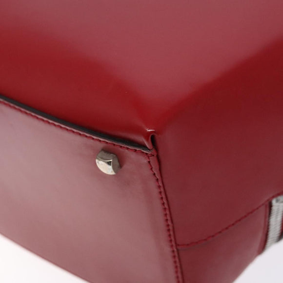 Salvatore Ferragamo Gancini Hand Bag Leather Red Silver Auth 140213