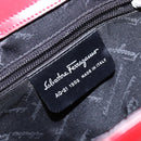 Salvatore Ferragamo Gancini Hand Bag Leather Red Silver Auth 140213-16