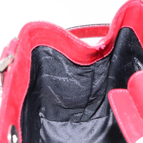 Salvatore Ferragamo Gancini Hand Bag Leather Red Silver Auth 140213