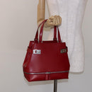 Salvatore Ferragamo Gancini Hand Bag Leather Red Silver Auth 140213-21