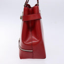 Salvatore Ferragamo Gancini Hand Bag Leather Red Silver Auth 140213-5