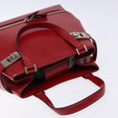 Salvatore Ferragamo Gancini Hand Bag Leather Red Silver Auth 140213-6