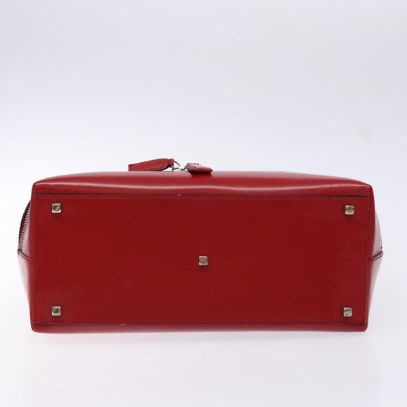 Salvatore Ferragamo Gancini Hand Bag Leather Red Silver Auth 140213