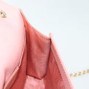 Salvatore Ferragamo Chain Vala Shoulder Bag Leather Pink Gold Auth 140214-18