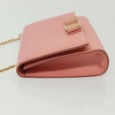 Salvatore Ferragamo Chain Vala Shoulder Bag Leather Pink Gold Auth 140214-4