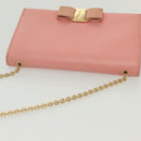 Salvatore Ferragamo Chain Vala Shoulder Bag Leather Pink Gold Auth 140214-6