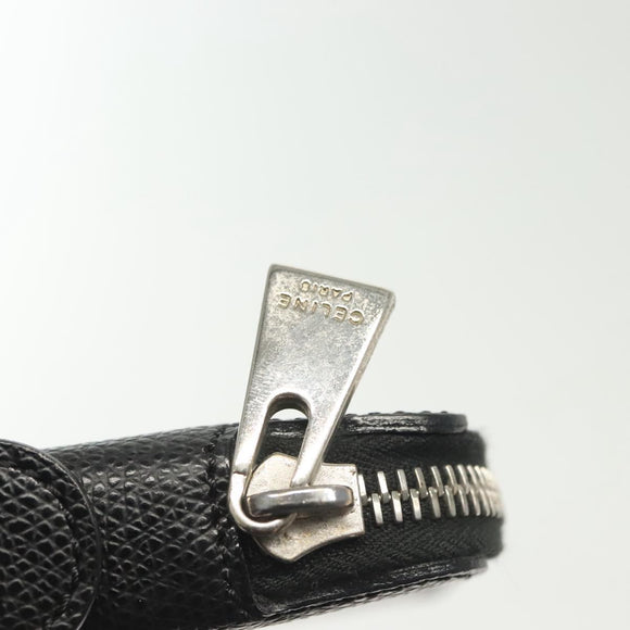 CELINE Travel Case Leather Black Silver Auth 140218