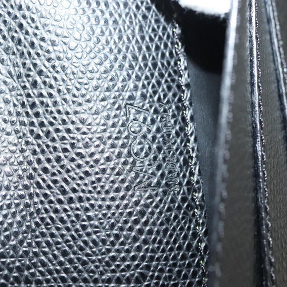 CELINE Travel Case Leather Black Silver Auth 140218