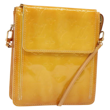 LOUIS VUITTON Monogram Vernis Motto Pouch Lime Yellow M91059 LV Auth 140221