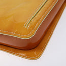 LOUIS VUITTON Monogram Vernis Motto Pouch Lime Yellow M91059 LV Auth 140221-9