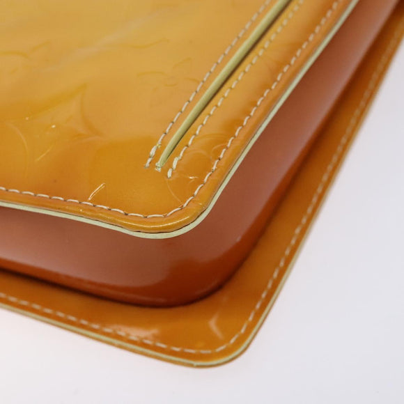 LOUIS VUITTON Monogram Vernis Motto Pouch Lime Yellow M91059 LV Auth 140221