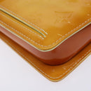 LOUIS VUITTON Monogram Vernis Motto Pouch Lime Yellow M91059 LV Auth 140221-14