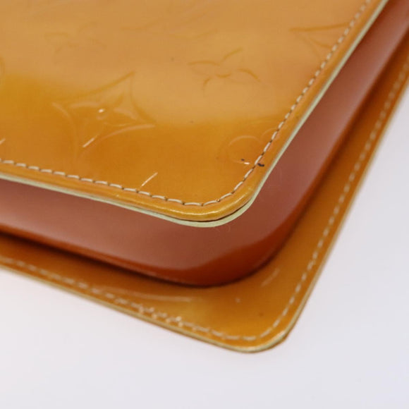 LOUIS VUITTON Monogram Vernis Motto Pouch Lime Yellow M91059 LV Auth 140221