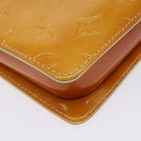 LOUIS VUITTON Monogram Vernis Motto Pouch Lime Yellow M91059 LV Auth 140221-16