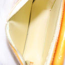 LOUIS VUITTON Monogram Vernis Motto Pouch Lime Yellow M91059 LV Auth 140221-11