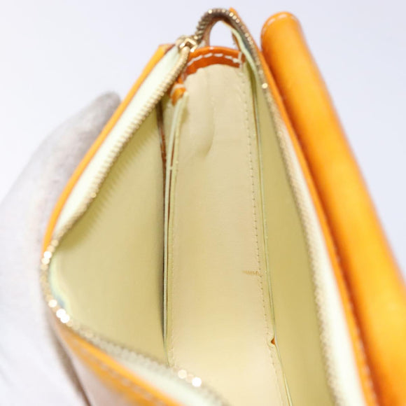 LOUIS VUITTON Monogram Vernis Motto Pouch Lime Yellow M91059 LV Auth 140221