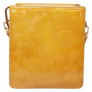 LOUIS VUITTON Monogram Vernis Motto Pouch Lime Yellow M91059 LV Auth 140221-2