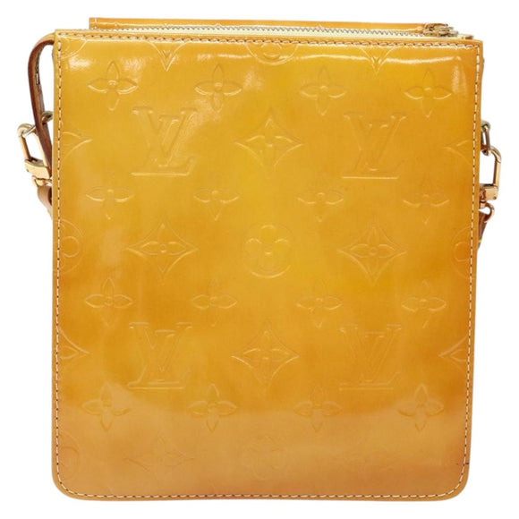 LOUIS VUITTON Monogram Vernis Motto Pouch Lime Yellow M91059 LV Auth 140221