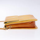 LOUIS VUITTON Monogram Vernis Motto Pouch Lime Yellow M91059 LV Auth 140221-4