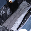 Salvatore Ferragamo Gancini Chain Shoulder Bag Leather Navy Gold Auth 140222-11