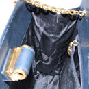 Salvatore Ferragamo Gancini Chain Shoulder Bag Leather Navy Gold Auth 140222-17