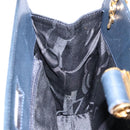 Salvatore Ferragamo Gancini Chain Shoulder Bag Leather Navy Gold Auth 140222-18