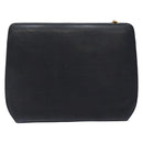 Salvatore Ferragamo Gancini Chain Shoulder Bag Leather Navy Gold Auth 140222-2