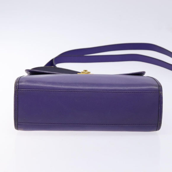 CELINE Hand Bag Leather 2way Purple Gold Auth 140223