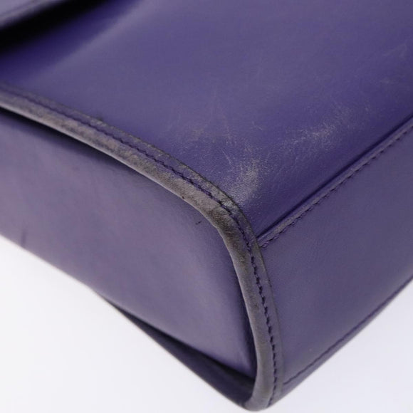 CELINE Hand Bag Leather 2way Purple Gold Auth 140223