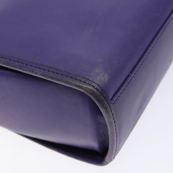 CELINE Hand Bag Leather 2way Purple Gold Auth 140223