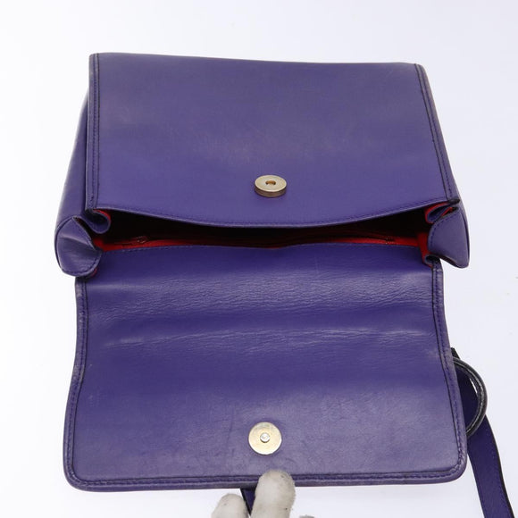 CELINE Hand Bag Leather 2way Purple Gold Auth 140223