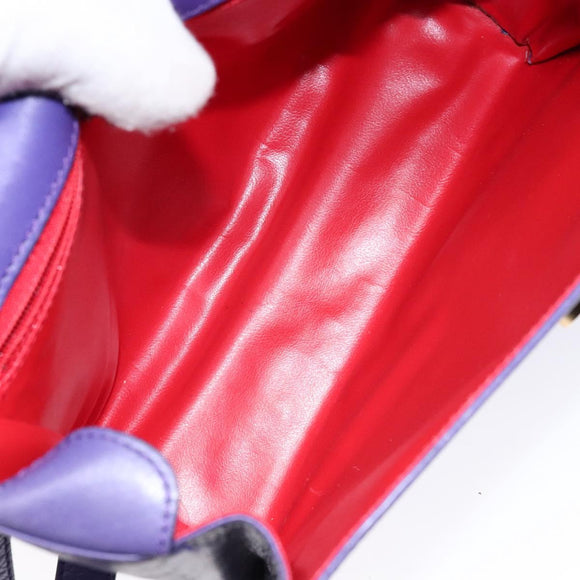 CELINE Hand Bag Leather 2way Purple Gold Auth 140223