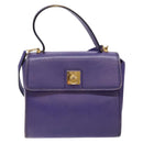 CELINE Hand Bag Leather 2way Purple Gold Auth 140223-13