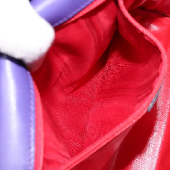 CELINE Hand Bag Leather 2way Purple Gold Auth 140223