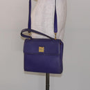 CELINE Hand Bag Leather 2way Purple Gold Auth 140223-23