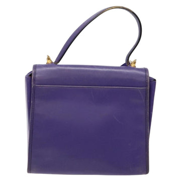 CELINE Hand Bag Leather 2way Purple Gold Auth 140223 - 0