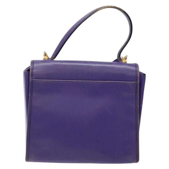 CELINE Hand Bag Leather 2way Purple Gold Auth 140223