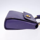 CELINE Hand Bag Leather 2way Purple Gold Auth 140223-3