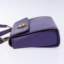CELINE Hand Bag Leather 2way Purple Gold Auth 140223-5
