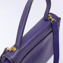 CELINE Hand Bag Leather 2way Purple Gold Auth 140223-6