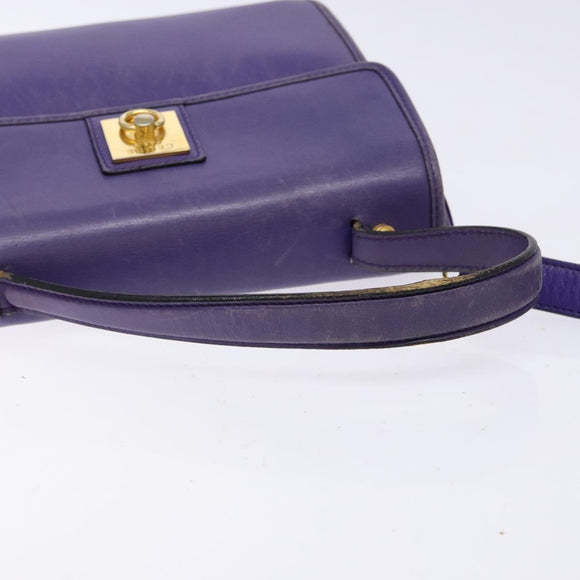 CELINE Hand Bag Leather 2way Purple Gold Auth 140223