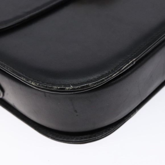 CELINE Shoulder Bag Leather Black Gold Auth 140224