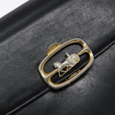 CELINE Shoulder Bag Leather Black Gold Auth 140224-17