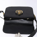 CELINE Shoulder Bag Leather Black Gold Auth 140224-10