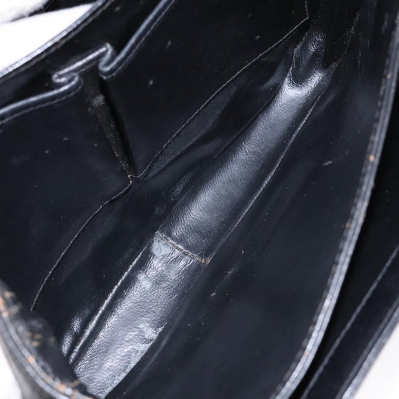 CELINE Shoulder Bag Leather Black Gold Auth 140224