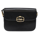 CELINE Shoulder Bag Leather Black Gold Auth 140224-13