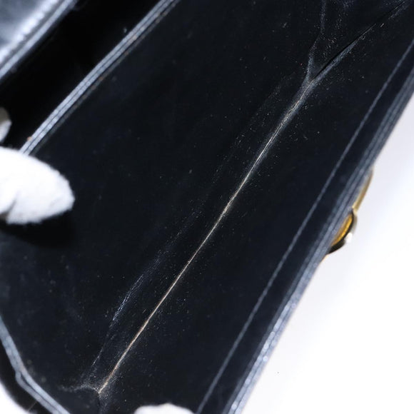 CELINE Shoulder Bag Leather Black Gold Auth 140224