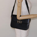 CELINE Shoulder Bag Leather Black Gold Auth 140224-23