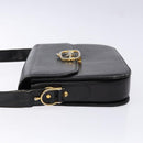 CELINE Shoulder Bag Leather Black Gold Auth 140224-4